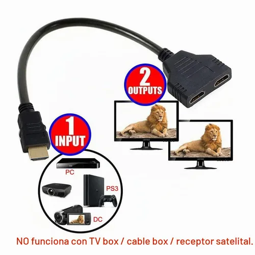 Vista 3 de chenyang Adaptador de cable de extensión de interruptor divisor HDMI 1 a 2 con conector micro y mini HDMI HDMI 1to2 negro con convertidor