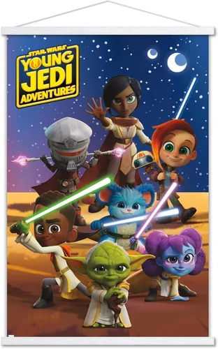 Vista 18 de Trends International Star Wars: Young Jedi Adventures - Póster de pared de grupo, 14.725 x 22.375 pulgadas, versión enmarcada de madera de granero