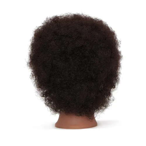 Vista 4 de Hairingrid Cabeza de Maniquí Afroamericana con 100% Cabello Humano Cosmetología Cabeza de Maniquí de Cabello Afro para Práctica de Peinado, Trenzado