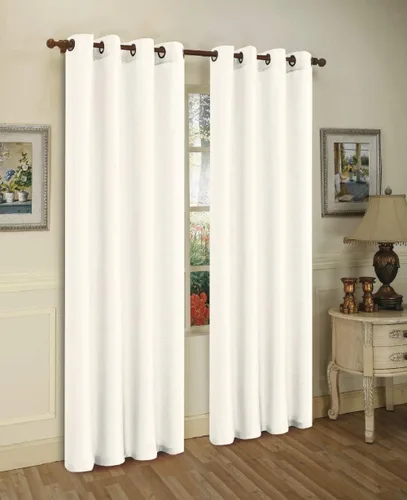 Vista 15 de J&V TEXTILES 2 paneles de cortinas de seda sintética con ojales sólidos para ventana, tratamiento en longitud de 84" (Beige)*