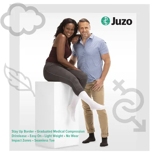 Vista 6 de Juzo Power Lite, 2620, hasta la rodilla, calcetines de compresión de 15-20 mmHg para estilos de vida activos, hombres y mujeres, M, color negro