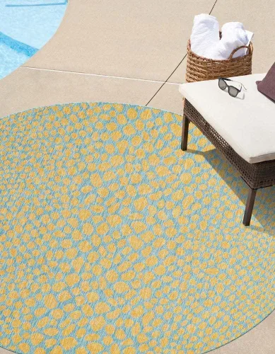 Vista 56 de Unique Loom Outdoor Collection Alfombra de área - Ciudad del Cabo (2' 2' x 3' 1' Rectángulo, Azul/Oliva)