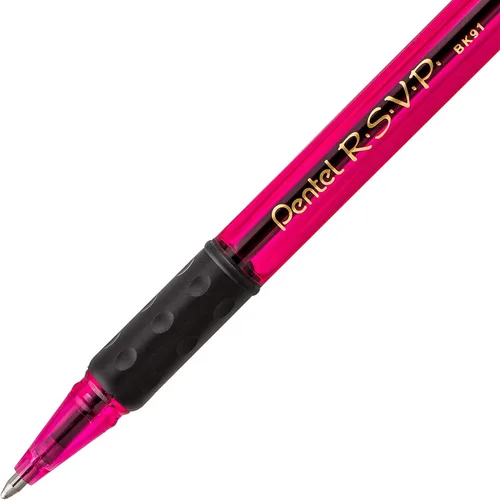 Vista 4 de Bolígrafo Pentel RSVP Razzle-Dazzle, (1.0mm) trazo medio, tinta negra, paquete de 5 unidades (BK91RDBP5M)