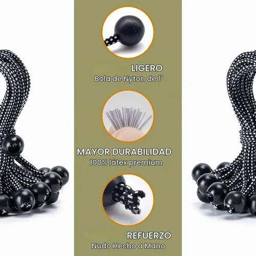 Vista 3 de Paquete de 30 cuerdas elásticas con bola, cuerdas elásticas resistentes de 4 pulgadas, lona de toldo con bolas elásticas para amarre de dosel