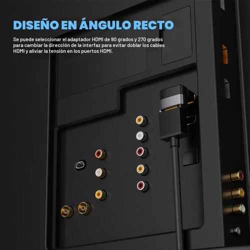 Vista 3 de PANPEO Adaptador HDMI de Ángulo Recto 8K@60Hz, Adaptador HDMI de 90 Grados y 270 Grados (Paquete de 2) 8K@60Hz 4K@120Hz HDMI adapter, 90° + 270°