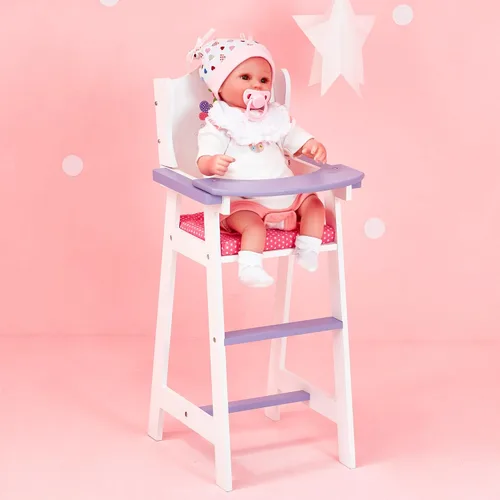 Vista 6 de Olivia's Little World - Silla alta para muñeca bebé princesa de lunares - Gris