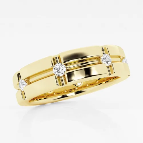 Vista 3 de 12 ctw redondo laboratorio cultivado diamante anillo de boda de los hombres en oro de 14k