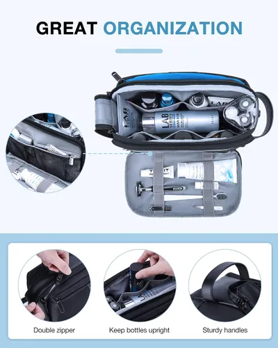 Vista 2 de BAGSMART Neceser para hombre, organizador grande de artículos de tocador de viaje, kit Dopp resistente al agua, bolsa de afeitar para accesorios