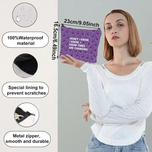 Vista 11 de WZMPA Bolsa de maquillaje cosmética para fanáticos de la música, regalo inspirado en la música, miel, sé que conozco, bolsa de maquillaje con Miel