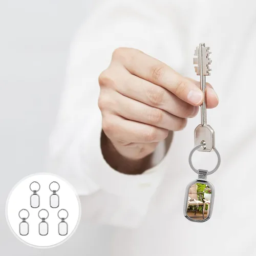 Vista 8 de ARTIBETTER 5 llaveros en blanco, llavero de transferencia de calor, llavero de metal DIY llavero en blanco con llaveros para hacer regalos, Plata 1