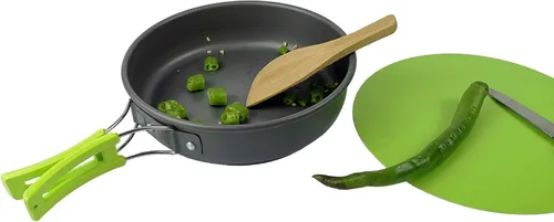 Vista 5 de Peidesi Camping Cookware Mess Kit, Portable Camp Stove Pots and Pans Set, Carabiner, Folding Knife, Fork Spoon Kit, Carry Mesh Bag,Teapot for