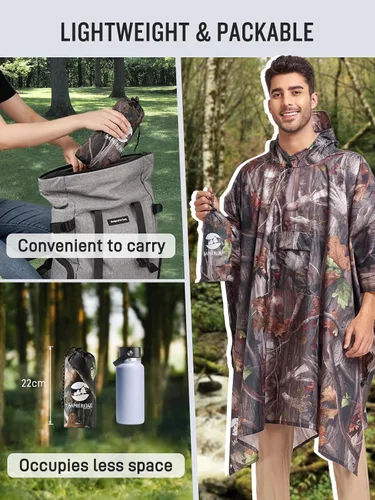 Vista 5 de Impermeable con capucha estilo poncho, para hombres y mujeres
