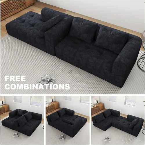 Vista 6 de Sofá seccional modular de 105", sofá sin estructura para sala de estar, sofá seccional tipo nube con asiento profundo, sofá en forma de L, sofás