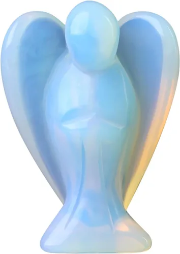 Vista 21 de YATOJUZI Estatua de ángel de obsidiana negra de 5 cm decorativa con cristales curativos de Reiki, piedra natural pulida tallada a mano, figuritas