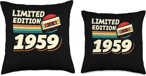 Vista 3 de Retro Limited Edition 1959 Cassette Tape 65th Birthday Throw Pillow