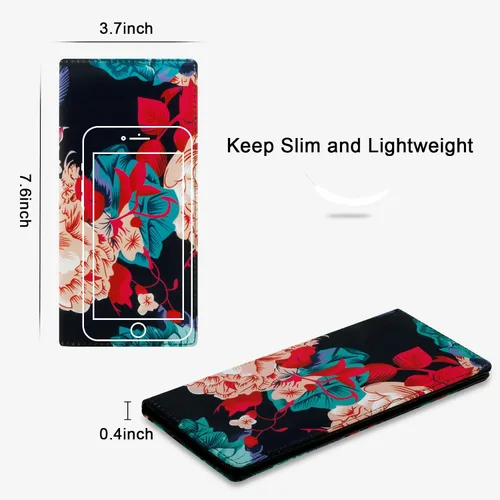 Vista 84 de HUA ANGEL Billetera ultra delgada para mujer, con bloqueo RFID, tarjetero de crédito, plegable, largo, hebilla magnética, billete para mujer, Owl