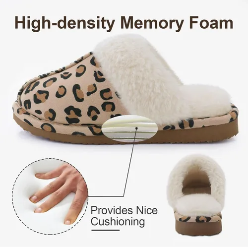 Vista 4 de Litfun Pantuflas mullidas de espuma viscoelástica para mujer, zapatos de invierno para interiores y exteriores