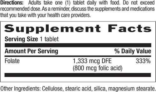 Vista 5 de Country Life Folato 800 mcg (ácido fólico), apoya el desarrollo celular saludable y la salud cardíaca, apoyo prenatal para mujeres, 100 tabletas