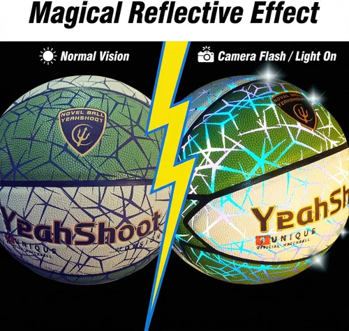 Vista 7 de Baloncesto que brilla en la oscuridad, baloncesto holográfico luminoso que brilla para entrenamiento al aire libre y juegos nocturnos, un gran