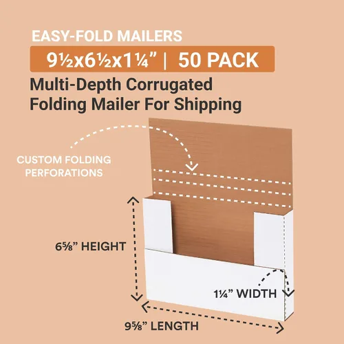 Vista 2 de BOX USA Cajas de envío pequeñas de 9.625 pulgadas de largo x 6.625 pulgadas de ancho x 1.25 pulgadas de alto, paquete de 50 cajas de cartón