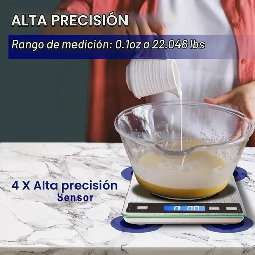Vista 5 de hito Báscula de cocina digital de 33 libras, recargable, resistente al agua, peso gramos y onzas, 1 g/0.1 oz, precisa, para pérdida de peso, cocinar
