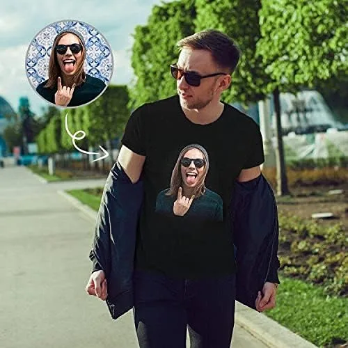 Vista 5 de Camiseta personalizada con caras para hombres, camisetas divertidas personalizadas para novio, camiseta personalizada, gran regalo