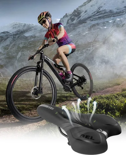 Vista 5 de MSDADA Asiento de bicicleta de gel para hombres y mujeres, asiento de bicicleta impermeable, cómodo y suave cojín
