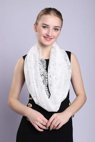 Vista 8 de Grettytling Soft and Comfortable Mantilla Veils 5 Colors Spanish Style Lace Infinity Veil Mantilla Latin