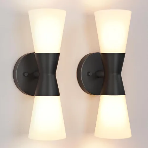 Vista 16 de Aplique de pared para baño, apliques modernos negros de 13 pulgadas, decoración de pared, accesorios de pared interiores para sala de estar