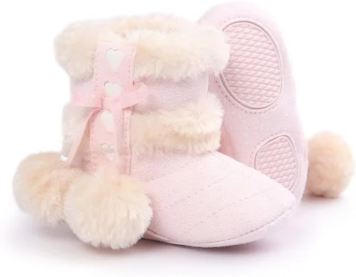 Vista 3 de Botas Estamico de invierno con lazo de nieve de felpa para niña