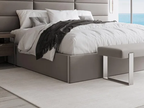 Vista 34 de VANT Cama de plataforma tapizada, tamaño Queen, color beige Boucle, marco de cama de fácil montaje, no necesita somier, base para un apoyo óptimo