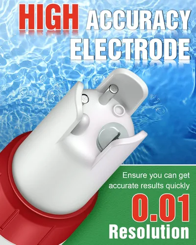 Vista 3 de Medidor de pH 4 en 1, medidor de pH para agua, probador digital de pH 0.01 de alta precisión con rango de medición de pH 0-14, temperatura de pH TDS