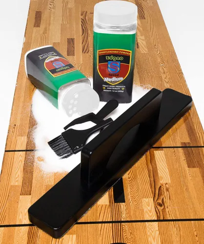Vista 8 de Shuffleboard Sand con cepillo para tejo – Juego de cera de tejo para mesa de tejo + cepillo de tejo + mini recogedor y cepillo 2 latas de alta