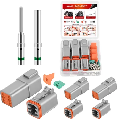 Vista 15 de Nilight Kit de conectores DT de 2 pines, 3 juegos de tamaño 16 contactos sólidos, terminal macho hembra impermeable para conectores de la serie DT