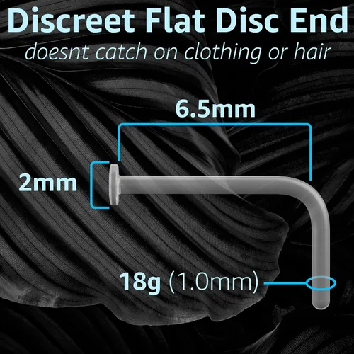 Vista 9 de Aretes de nariz transparentes para el trabajo – Anillos de nariz transparentes en forma de L – Anillos de nariz de plástico Bioflex para cirugía