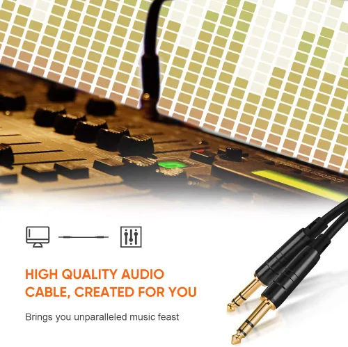 Vista 4 de CableCreation Cable TRS de 1/4'' de 6 pies, Cable de Guitarra de Instrumento de Grado Profesional, Cable de Audio Estéreo Balanceado de 1/4 Pulgada