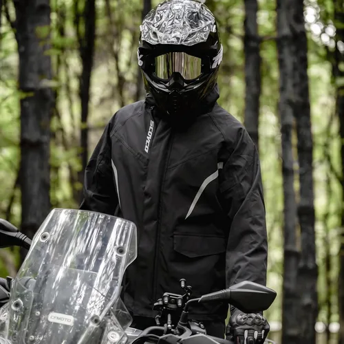 Vista 3 de Scoyco Chaquetas impermeables para hombre, chaqueta impermeable ligera para exteriores con capucha