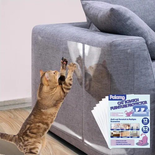 Vista 11 de Protector de muebles antiarañazos para gatos, paquete de 6 unidades, cinta adhesiva de una sola cara, resistente, sin residuos para sofá, puertas