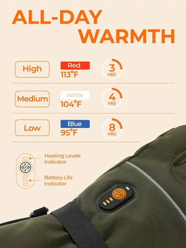 Vista 2 de ORORO Guantes térmicos para mujeres y hombres, guantes de motocicleta con calefacción recargable, guantes de batería para esquí y artritis