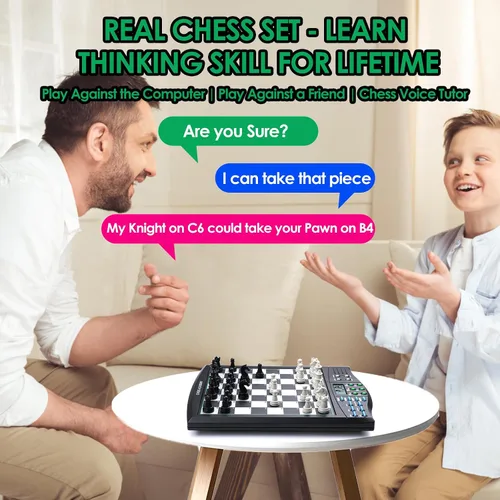 Vista 8 de Tablero de ajedrez electrónico Talking Chess Academy, tablero de ajedrez inteligente con sistema de enseñanza de voz, juego de ajedrez