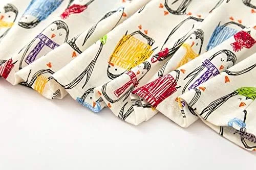 Vista 4 de PNAEONG - Vestido de dormir de algodón de manga larga con estampado, camisón