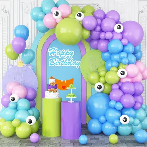 Vista 10 de Kit de guirnalda de arco de globos de videojuegos, globos de fiesta azul, morado, verde, negro, con 2 globos de aluminio con mango de juego