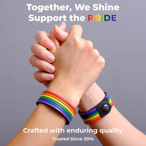 Vista 2 de Pulsera de orgullo arco iris para hombres y mujeres Bi Pride Bisexual Pulsera Lgbt regalos