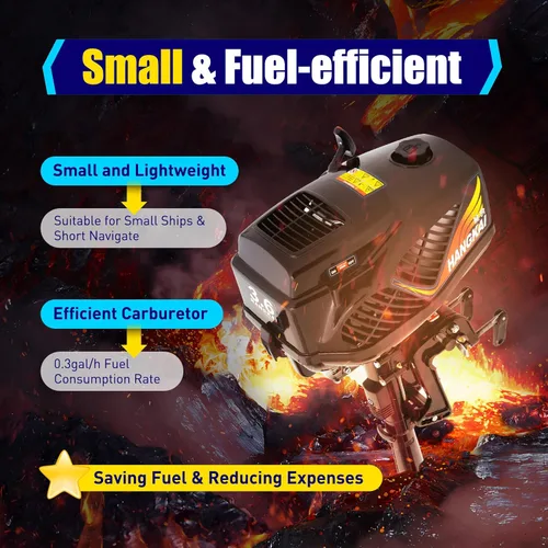 Vista 5 de Motor fuera de borda con sistema de encendido CDI de 55 CC, motor de barco de control de timón de arranque manual de 2.6 KW con medio sistema