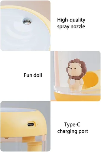 Vista 7 de Mini humidificador portátil de astronauta/león, 11.8 fl oz, mini humidificador de aire portátil, decorativo, lindo, astronauta/león recargable por