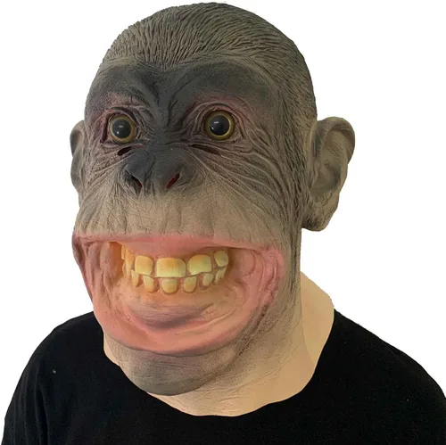 Vista 4 de Máscara de mono divertido de animal gorila espeluznante Halloween Cosplay látex aterrador realista máscara extraña para adultos