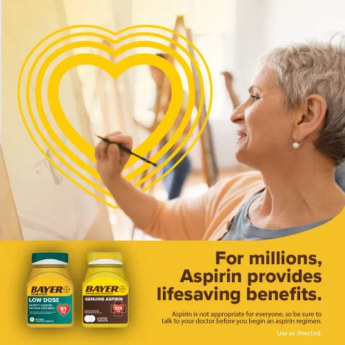 Vista 8 de Bayer Aspirina 81 mg recubiertas entéricas, 300 unidades y paquete de viaje de 2 unidades de aspirina genuina de 325 mg recubiertas