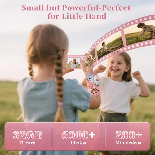 Vista 3 de Cámara digital 4K para niños: cámara rosa de 50 MP para fotografía -Zoom 16X antivibración, sello de fecha- Regalos de cumpleaños de Navidad