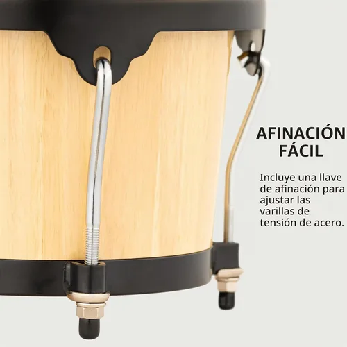 Vista 5 de Meinl Percussion HB100SNT-M bongós de madera natural de 6 3/4 y 8 pulgadas, Natural