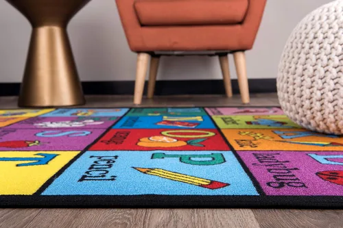 Vista 4 de Rugshop Alfombra antideslizante para niños con alfabeto educativo (no deslizante), 3 pies 3 pulgadas x 4 pies 7 pulgadas, multicolor